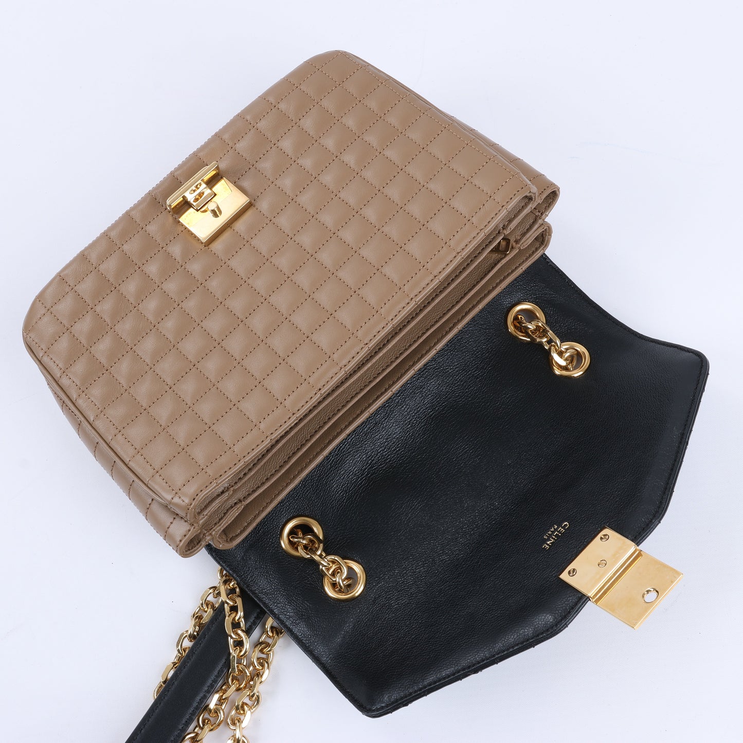 Sac à bandoulière en cuir Celine C Sées Medium Noir × Marron