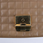 Celine C Sées Medium Leather Chain Shoulder Bag Black × Brown