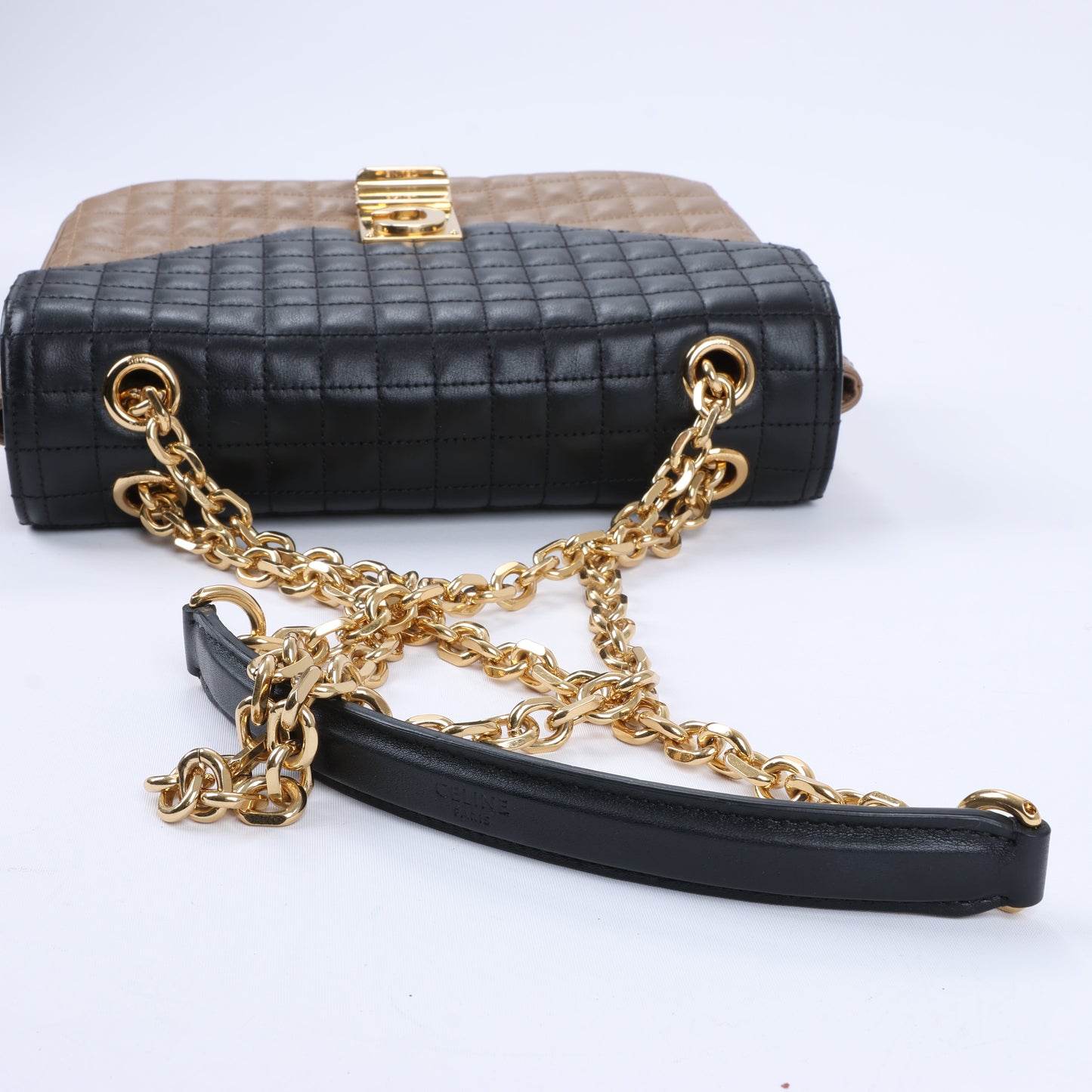 Sac à bandoulière en cuir Celine C Sées Medium Noir × Marron