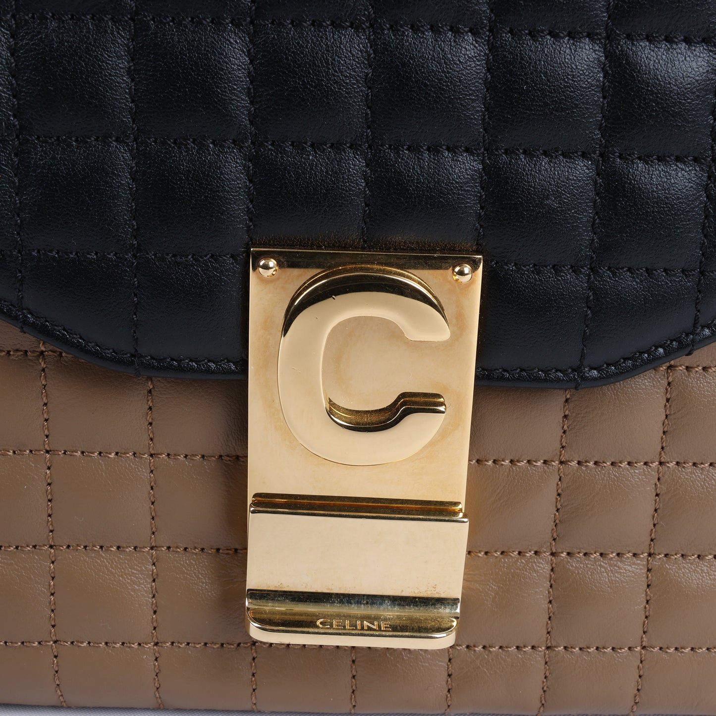 Sac à bandoulière en cuir Celine C Sées Medium Noir × Marron