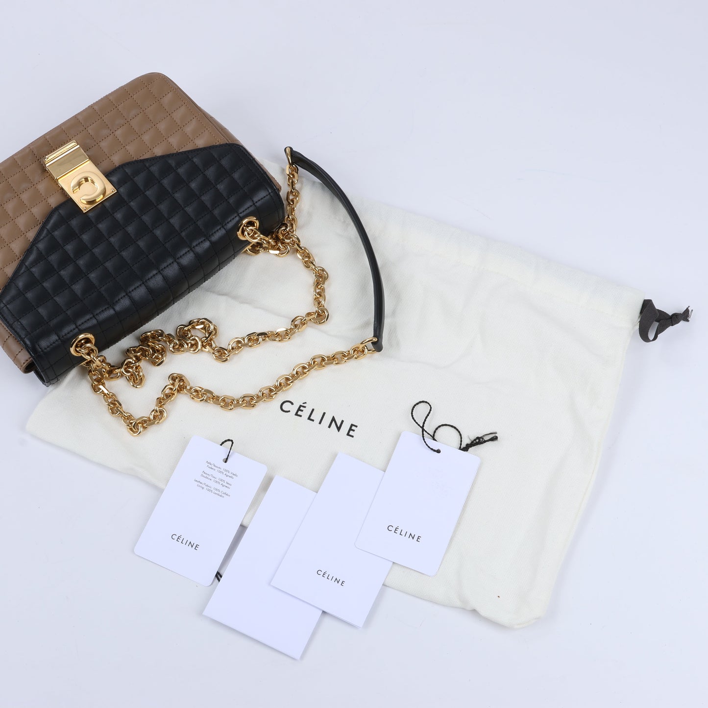Sac à bandoulière en cuir Celine C Sées Medium Noir × Marron