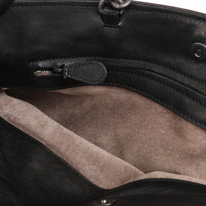 Bottega Veneta Intrecciato Leather Shoulder Bag in Black