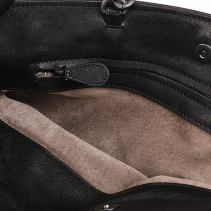 Bottega Veneta Intrecciato Leather Shoulder Bag in Black