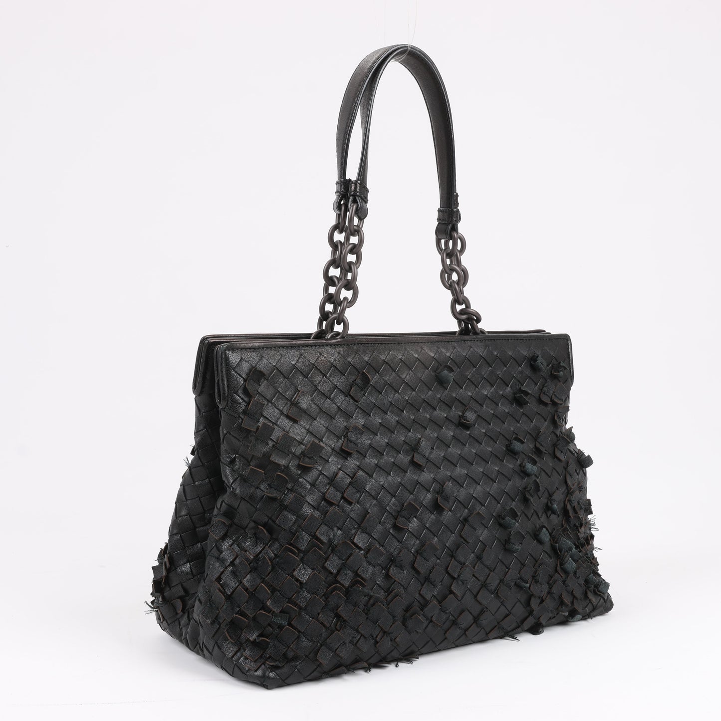 Bottega Veneta Intrecciato Leather Shoulder Bag in Black
