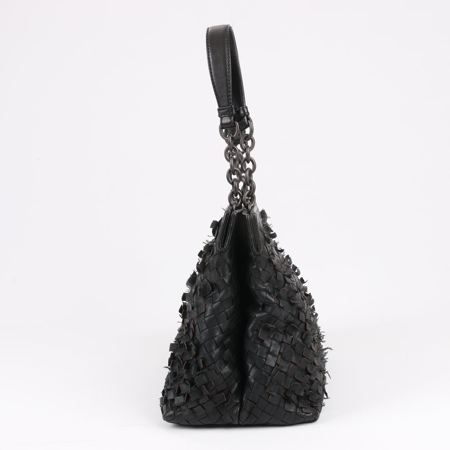 Bottega Veneta Intrecciato Leather Shoulder Bag in Black