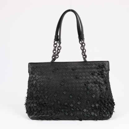 Bottega Veneta Intrecciato Leather Shoulder Bag in Black