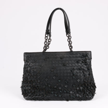Bottega Veneta Intrecciato Leather Shoulder Bag in Black