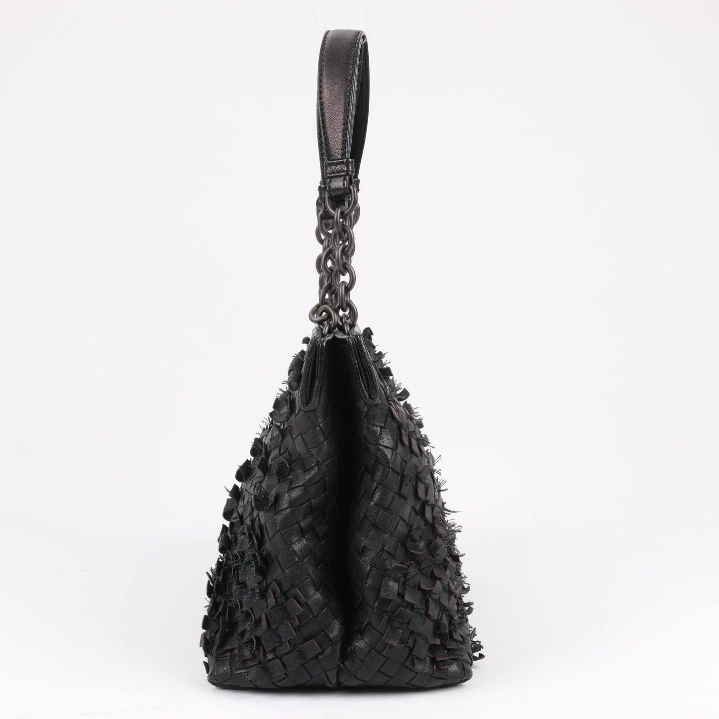 Bottega Veneta Intrecciato Leather Shoulder Bag in Black