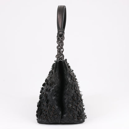 Bottega Veneta Intrecciato Leather Shoulder Bag in Black