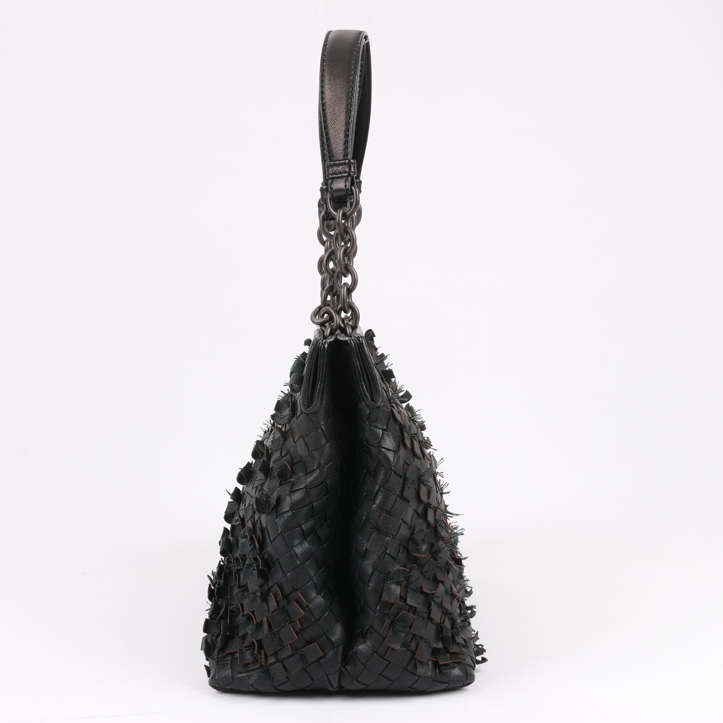 Bottega Veneta Intrecciato Leather Shoulder Bag in Black