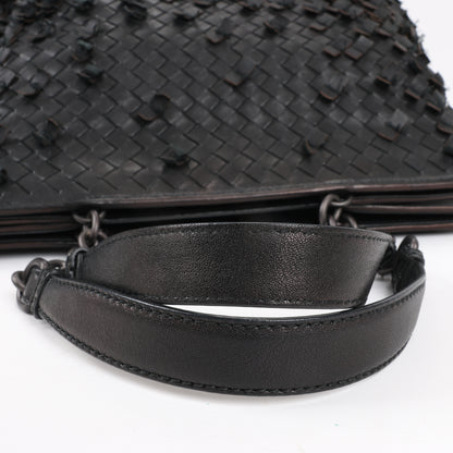 Bottega Veneta Intrecciato Leather Shoulder Bag in Black