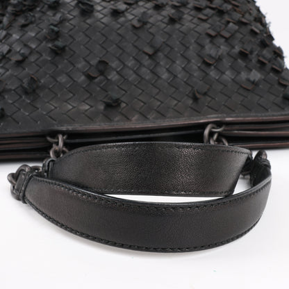 Bottega Veneta Intrecciato Leather Shoulder Bag in Black