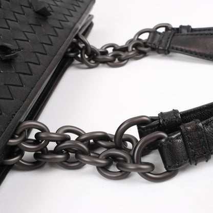Bottega Veneta Intrecciato Leather Shoulder Bag in Black