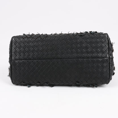 Bottega Veneta Intrecciato Leather Shoulder Bag in Black