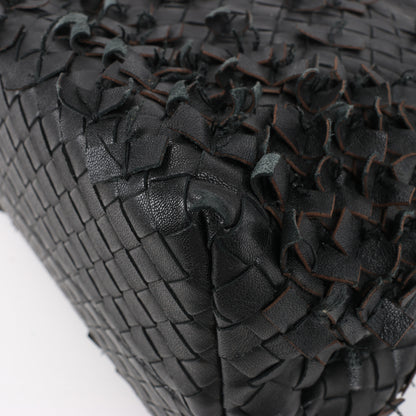 Bottega Veneta Intrecciato Leather Shoulder Bag in Black