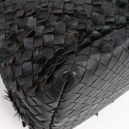 Bottega Veneta Intrecciato Leather Shoulder Bag in Black