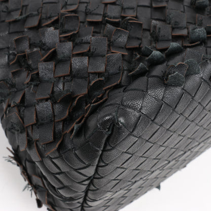 Bottega Veneta Intrecciato Leather Shoulder Bag in Black