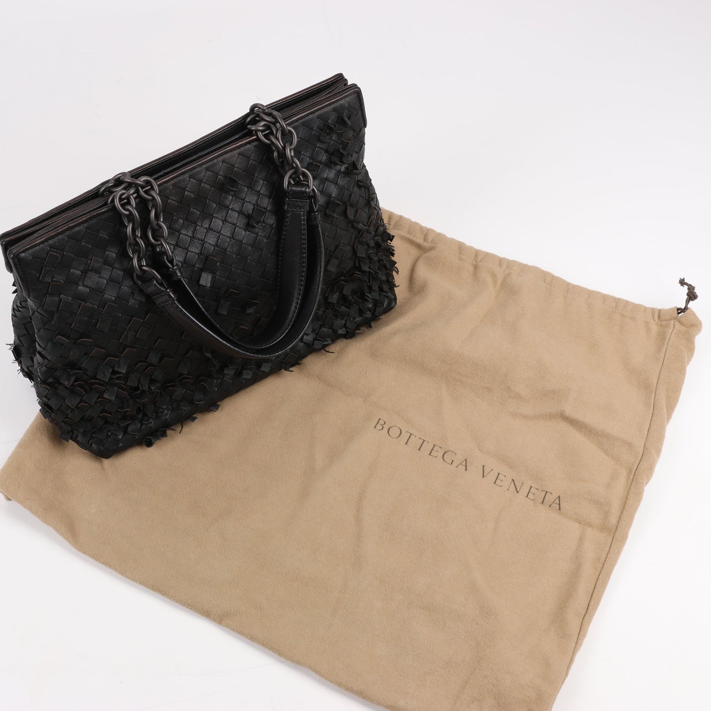 Bottega Veneta Intrecciato Leather Shoulder Bag in Black