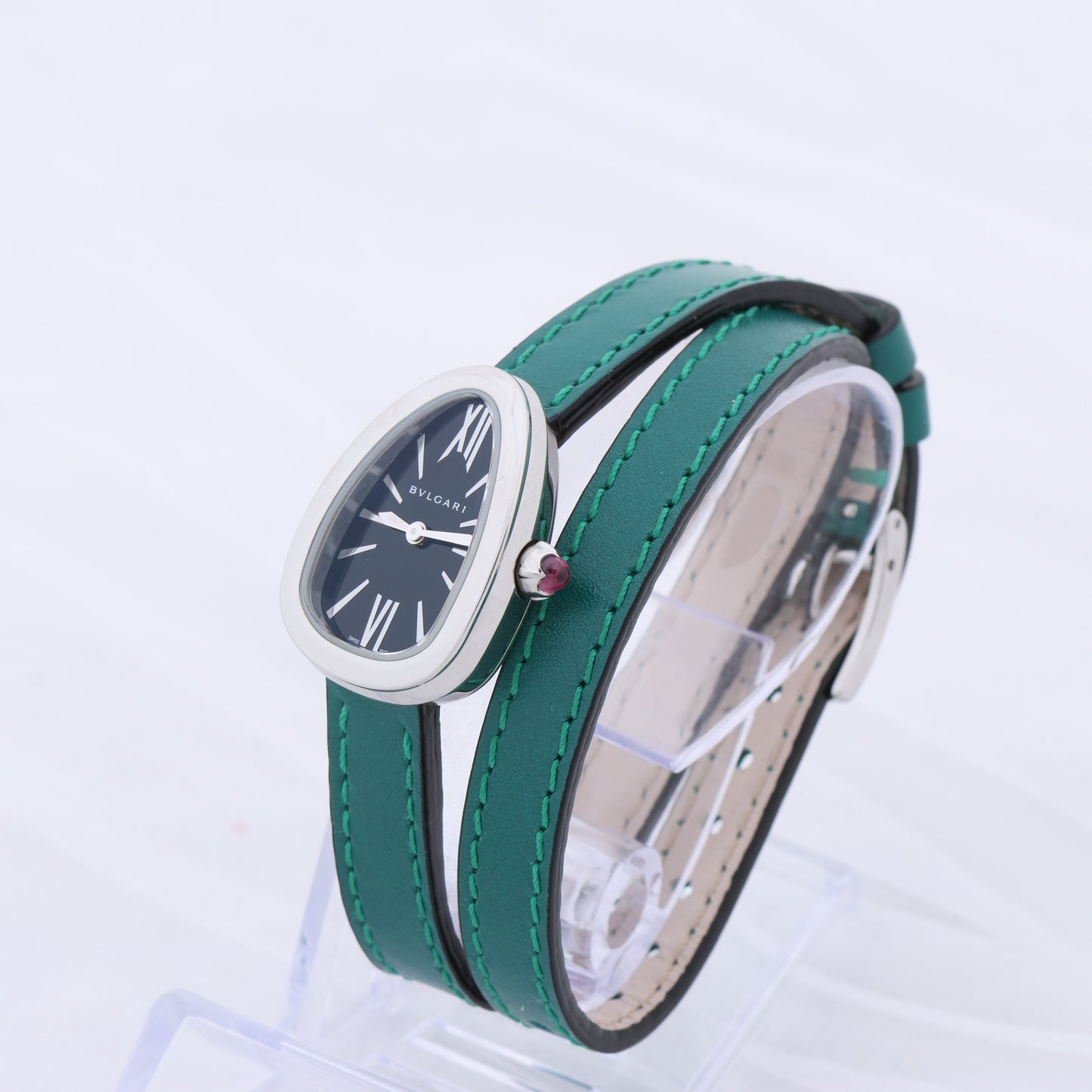 Montre Bulgari Serpenti SPS27 1NJ2IT SS et cuir QZ cadran noir