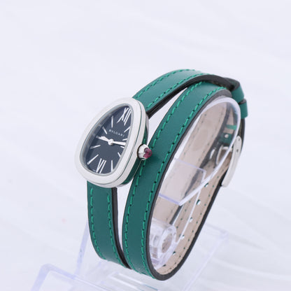 Montre Bulgari Serpenti SPS27 1NJ2IT SS et cuir QZ cadran noir
