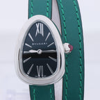 Bulgari Serpenti SPS27 1NJ2IT SS & Leather QZ Black Dial Watch