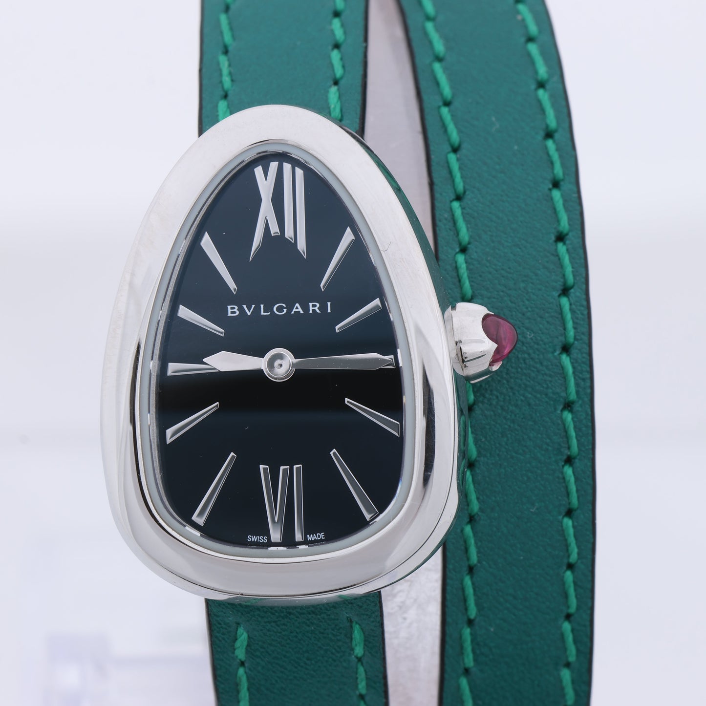 Montre Bulgari Serpenti SPS27 1NJ2IT SS et cuir QZ cadran noir