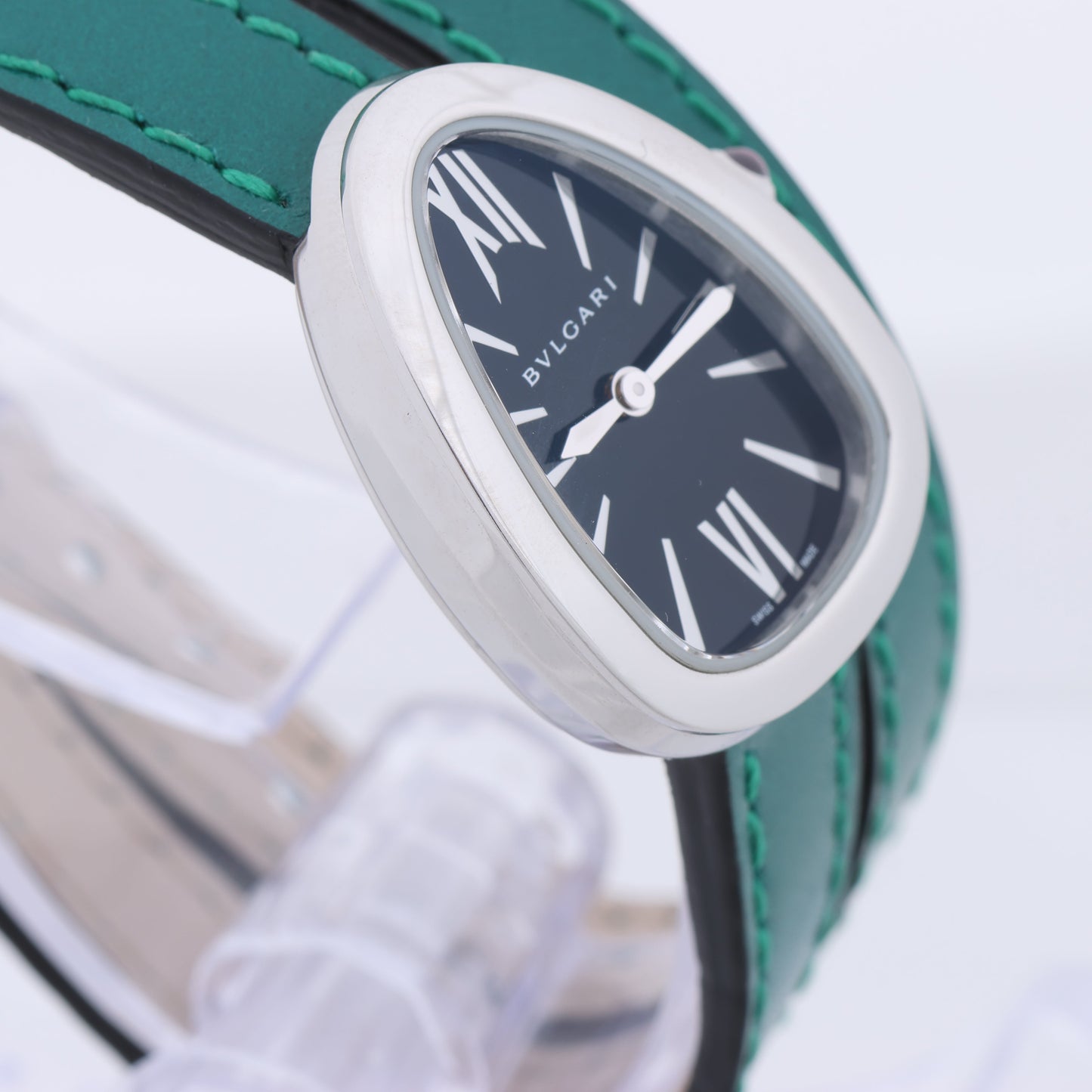 Montre Bulgari Serpenti SPS27 1NJ2IT SS et cuir QZ cadran noir