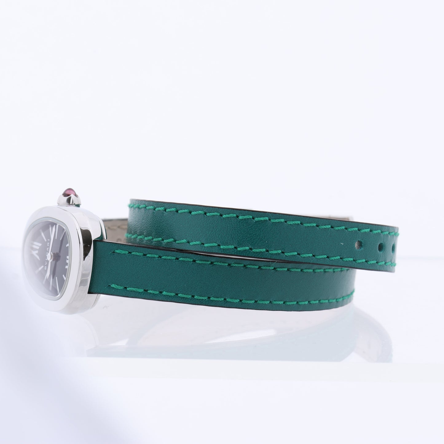 Montre Bulgari Serpenti SPS27 1NJ2IT SS et cuir QZ cadran noir