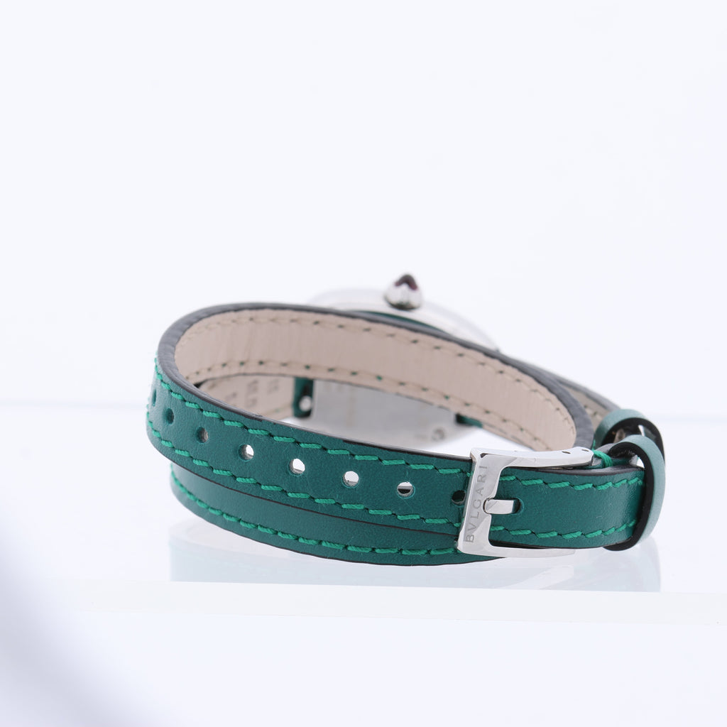 Bulgari Serpenti SPS27 1NJ2IT SS & Leather QZ Black Dial Watch