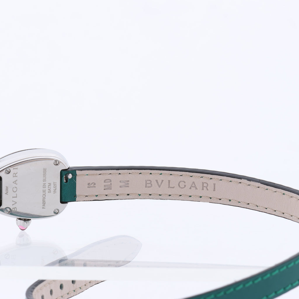 Bulgari Serpenti SPS27 1NJ2IT SS & Leather QZ Black Dial Watch