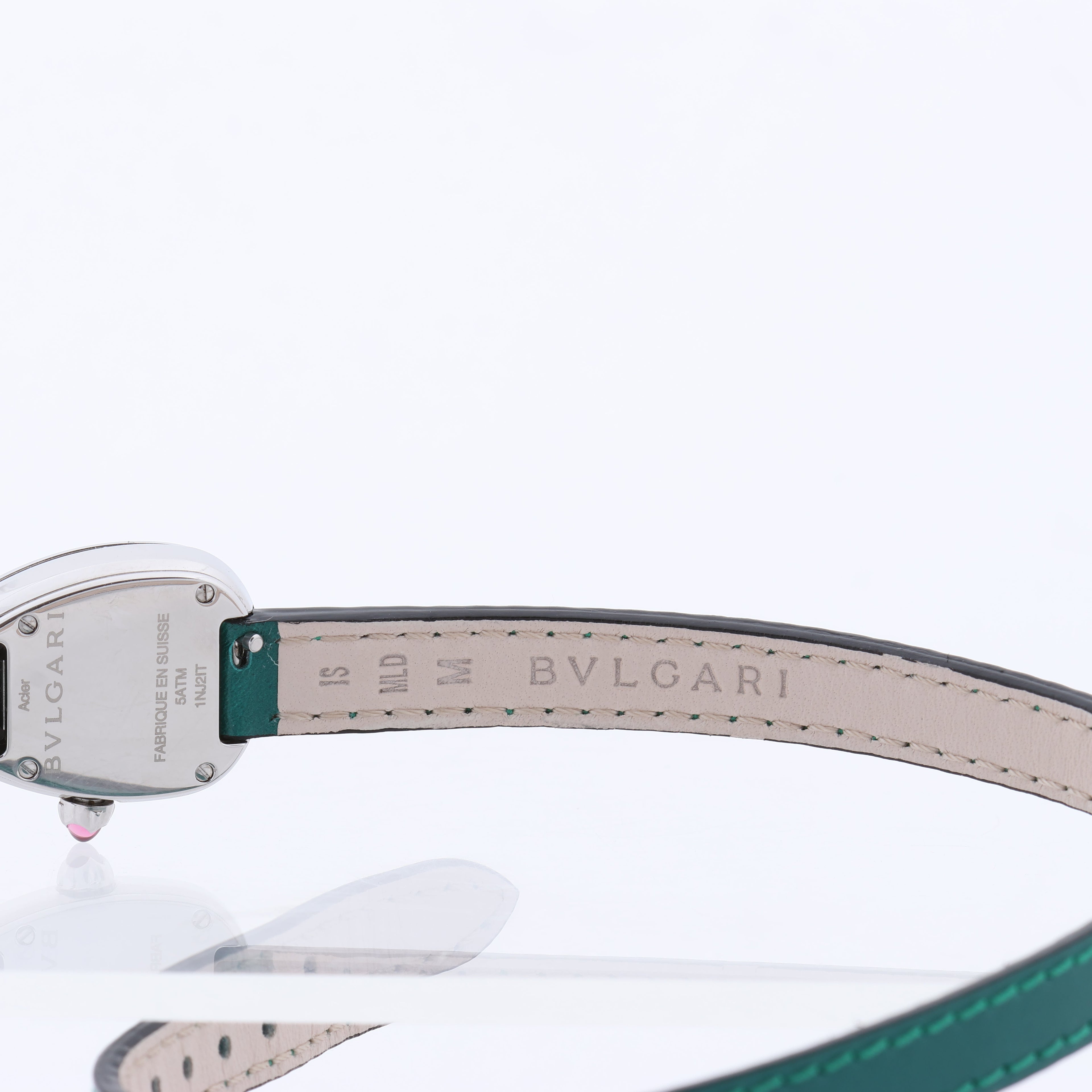 Bulgari Serpenti SPS27 1NJ2IT SS & Leather QZ Black Dial Watch