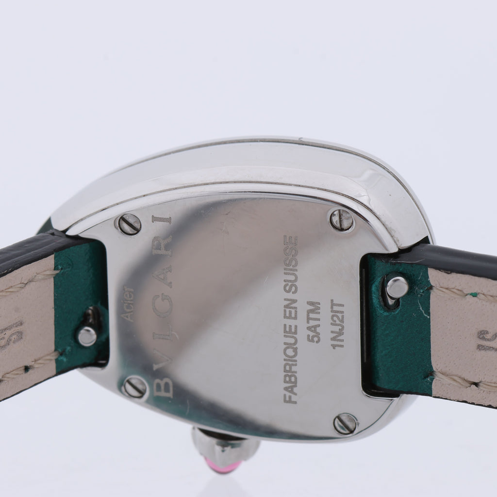 Bulgari Serpenti SPS27 1NJ2IT SS & Leather QZ Black Dial Watch