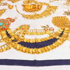 Hermès Carré 90 "KOSMIMA " 100% Silk Scarf in Navy x Beige