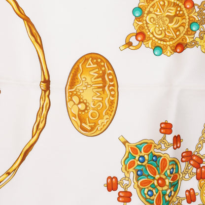 Hermès Carré 90 "KOSMIMA " 100% Silk Scarf in Navy x Beige