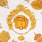 Hermès Carré 90 "KOSMIMA " 100% Silk Scarf in Navy x Beige