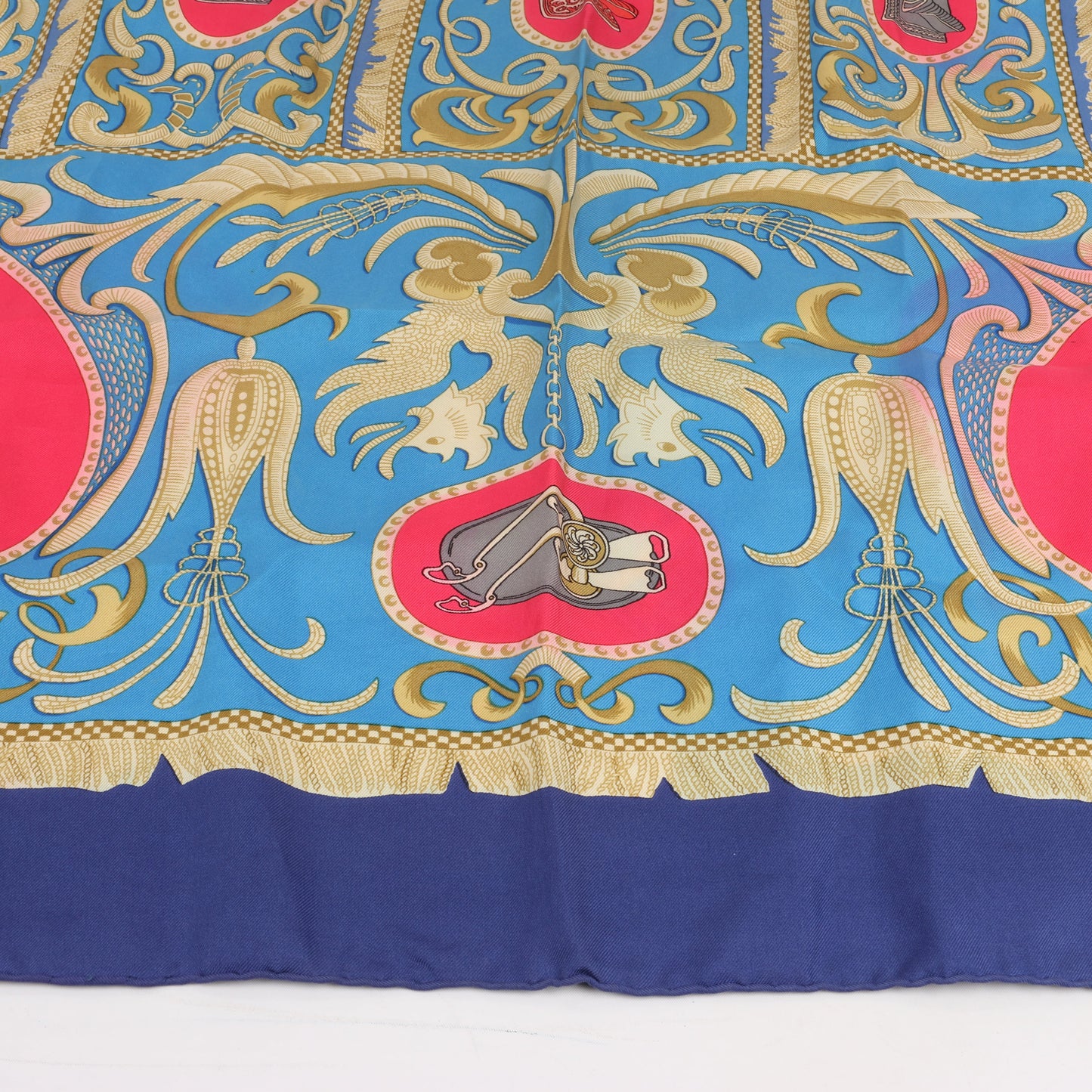 Hermès Carré 90 "LA PRESENTATION" Silk handkerchief in Navy Blue