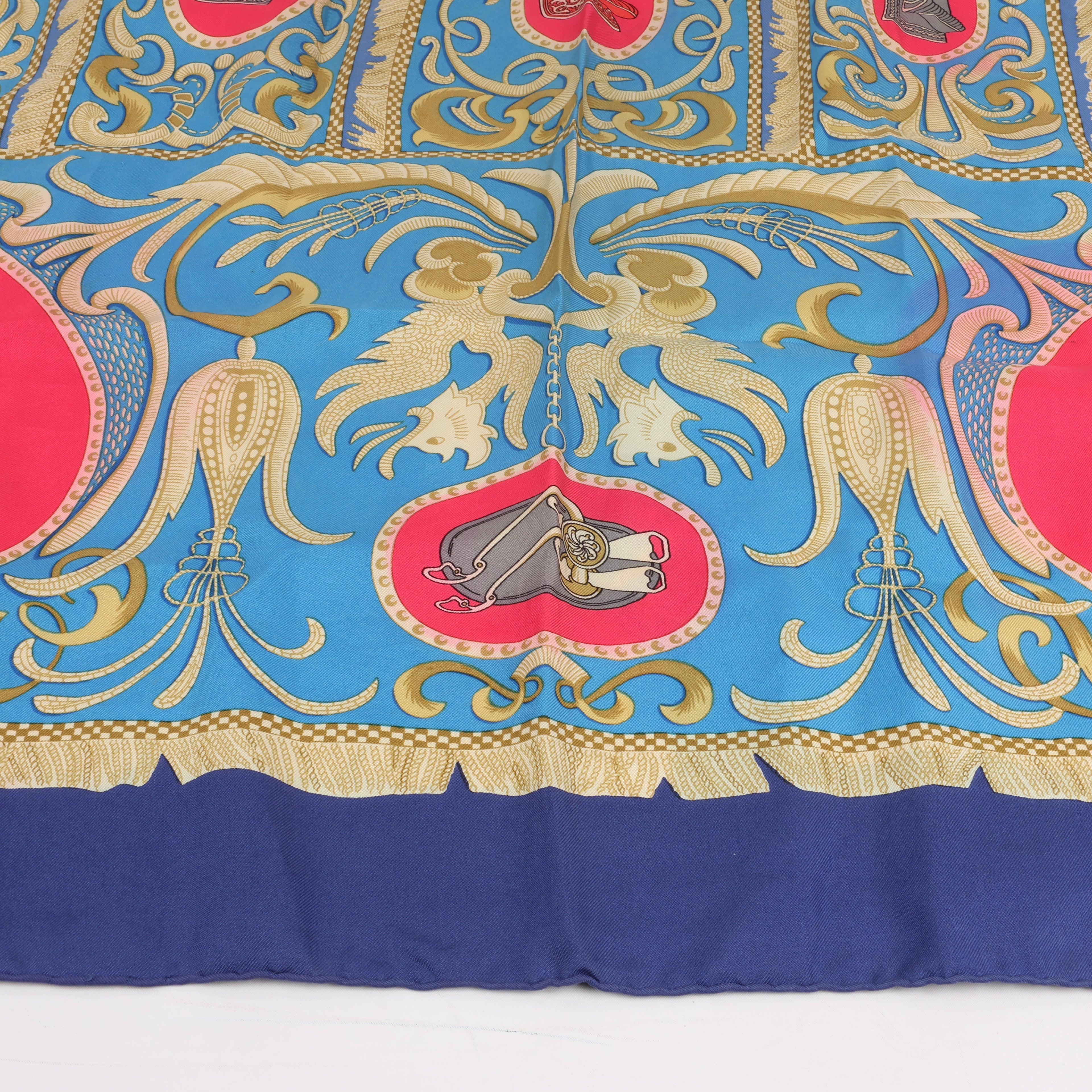 Hermès Carré 90 "LA PRESENTATION" Silk handkerchief in Navy Blue