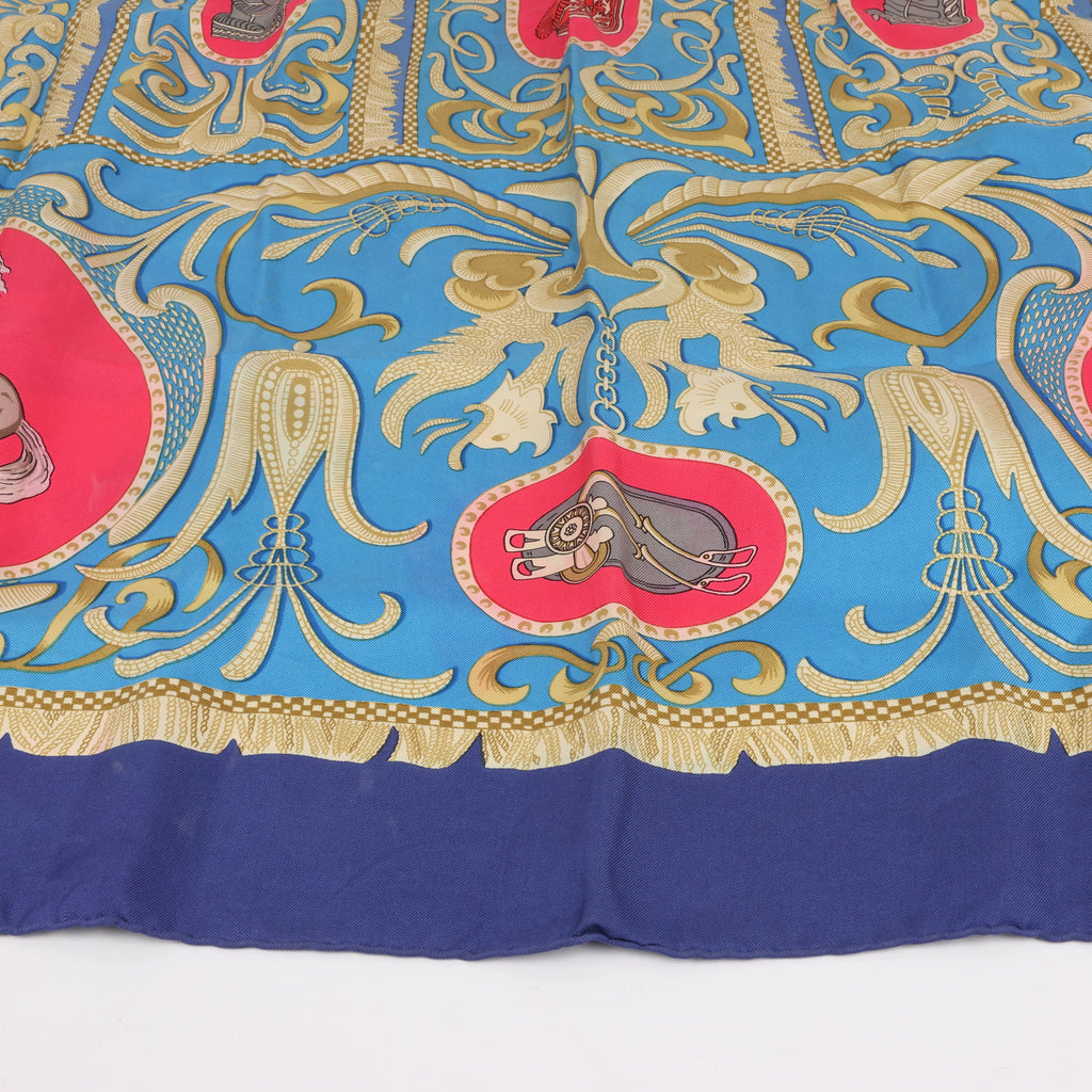 Hermès Carré 90 "LA PRESENTATION" Silk handkerchief in Navy Blue