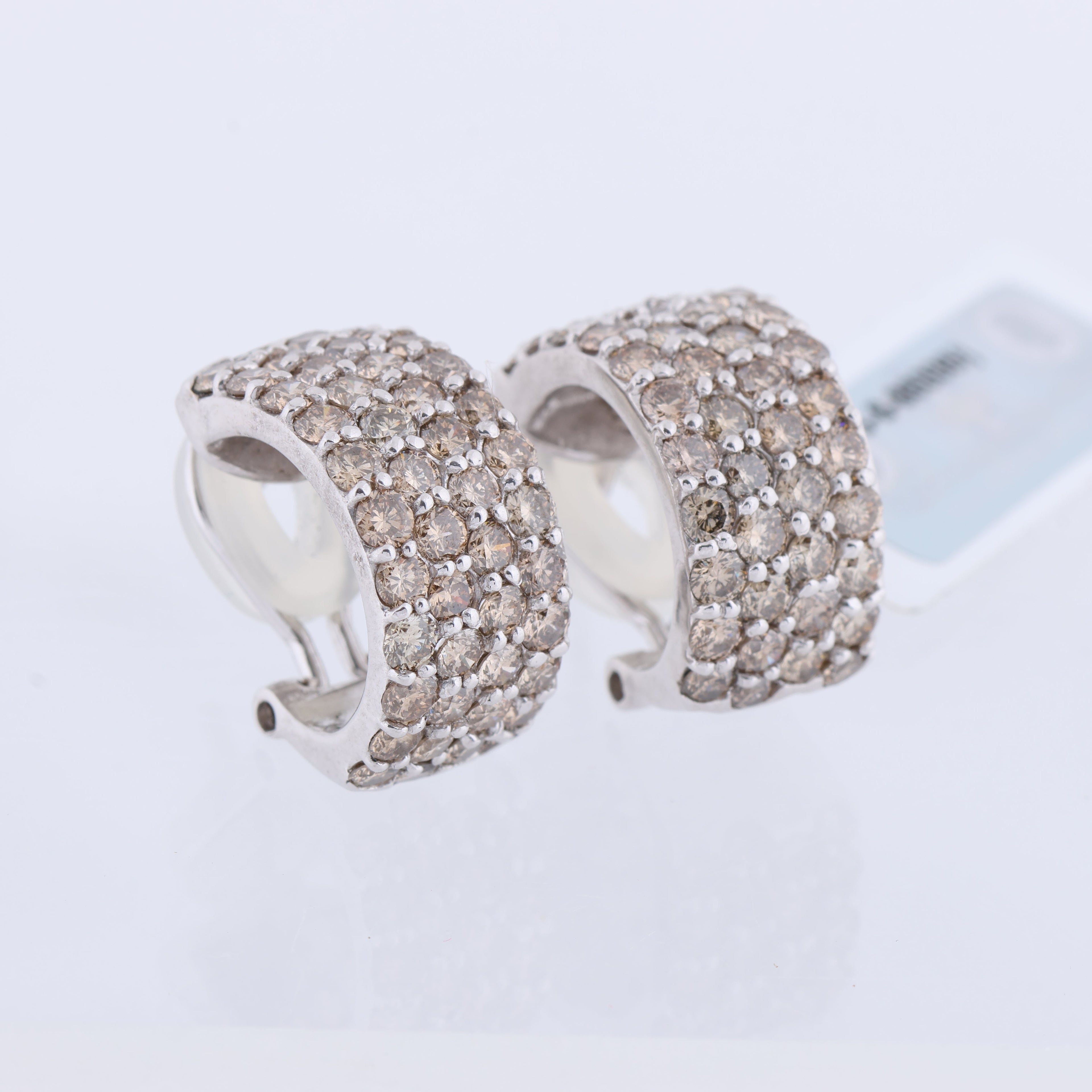 Non Signe / Unsigned Diamond Earrings K18WG 12.5g 2.00/2.00 ct