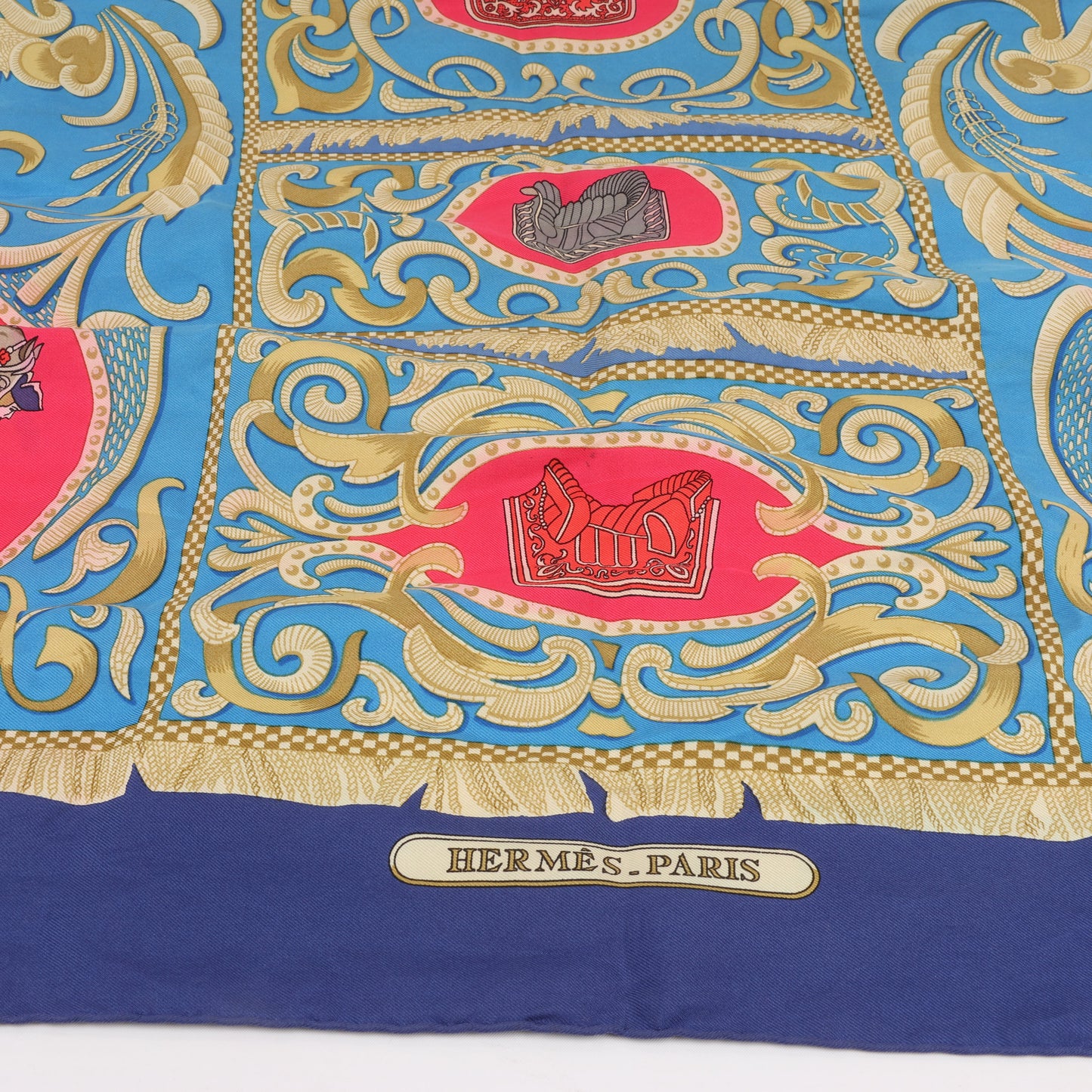 Hermès Carré 90 "LA PRESENTATION" Silk handkerchief in Navy Blue