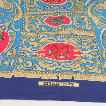 Hermès Carré 90 "LA PRESENTATION" Silk handkerchief in Navy Blue