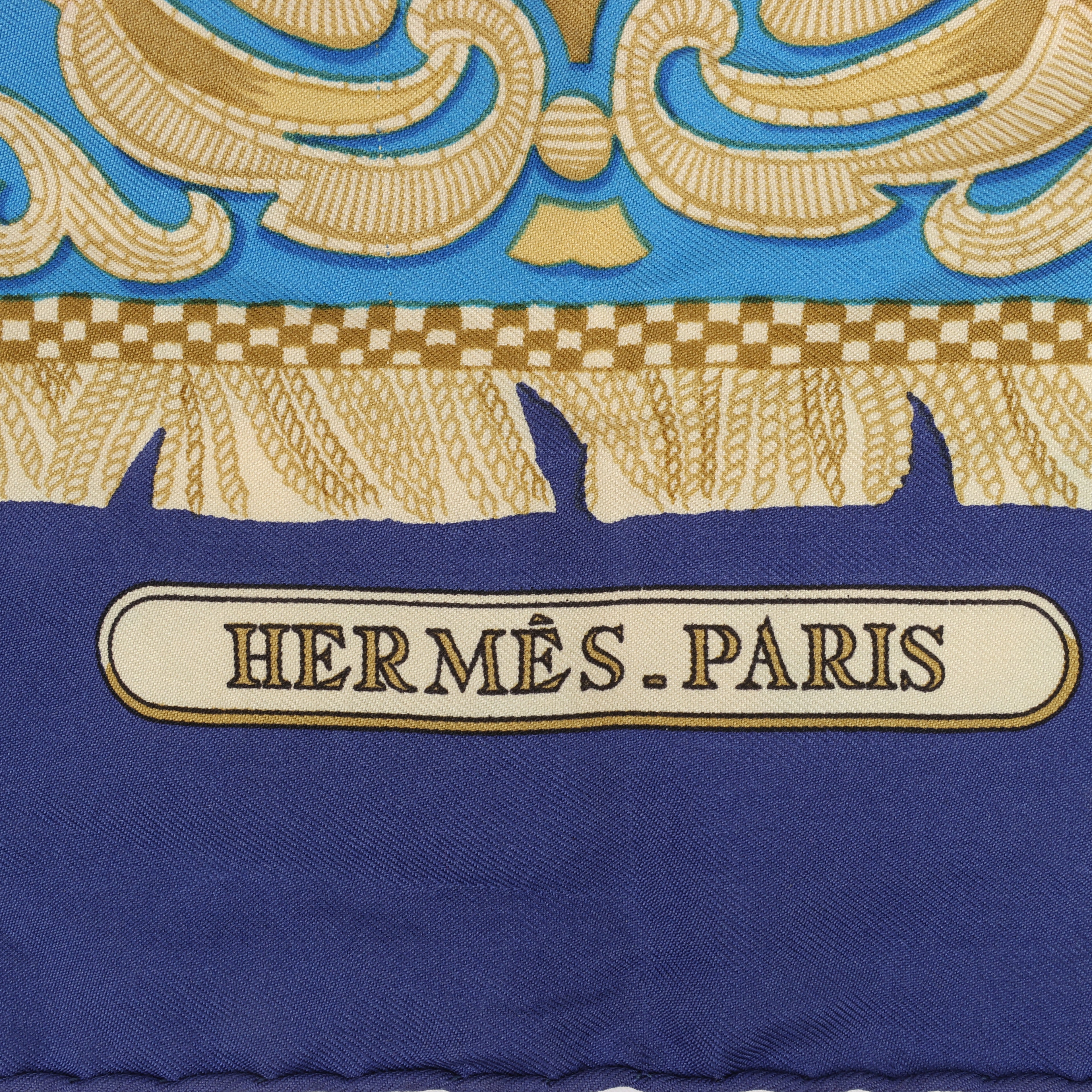 Hermès Carré 90 "LA PRESENTATION" Silk handkerchief in Navy Blue