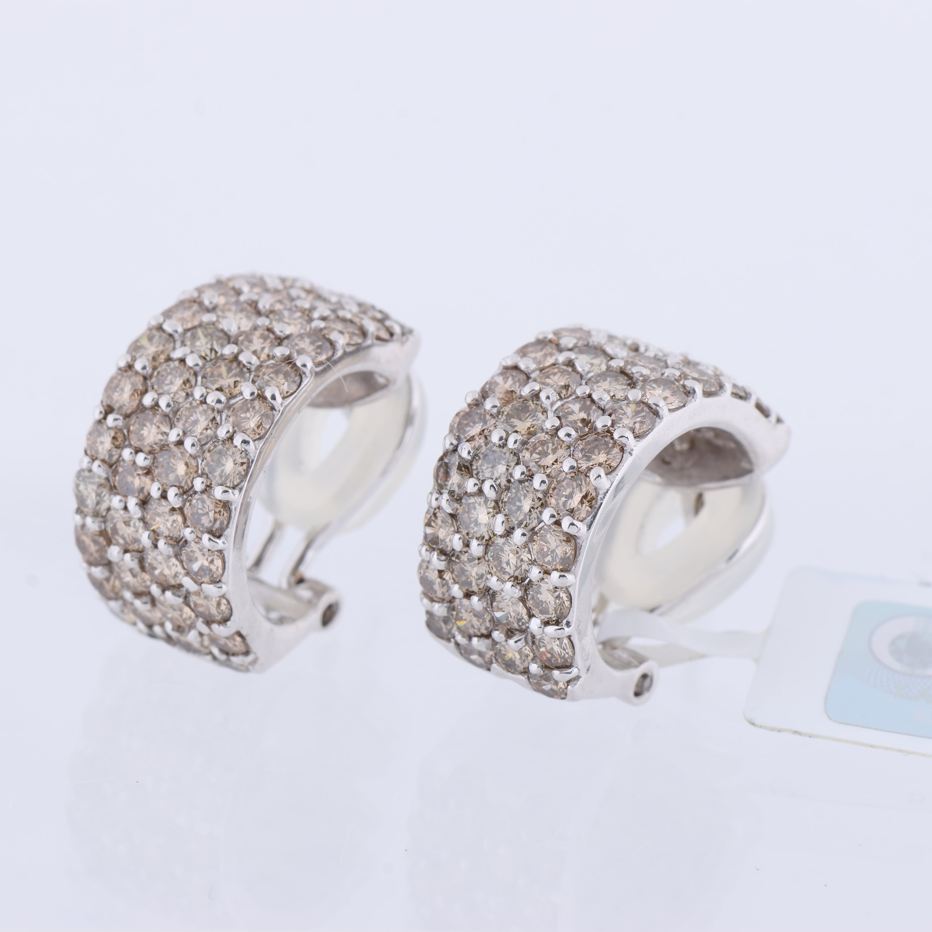 Non Signe / Unsigned Diamond Earrings K18WG 12.5g 2.00/2.00 ct