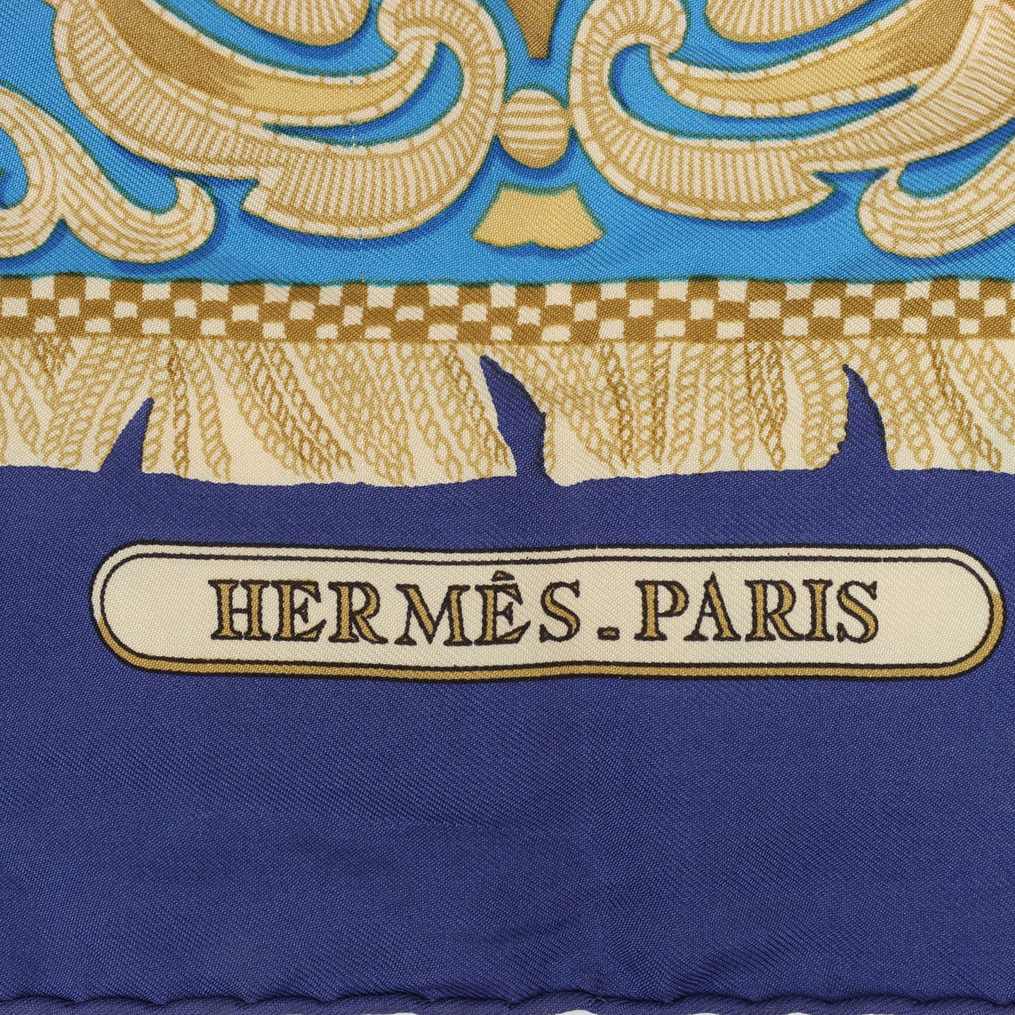 Hermès Carré 90 "LA PRESENTATION" Silk handkerchief in Navy Blue
