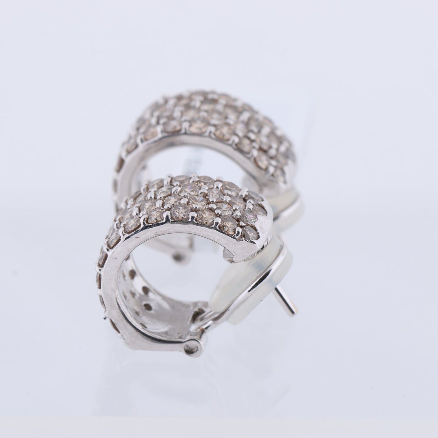 Non Signe / Unsigned Diamond Earrings K18WG 12.5g 2.00/2.00 ct