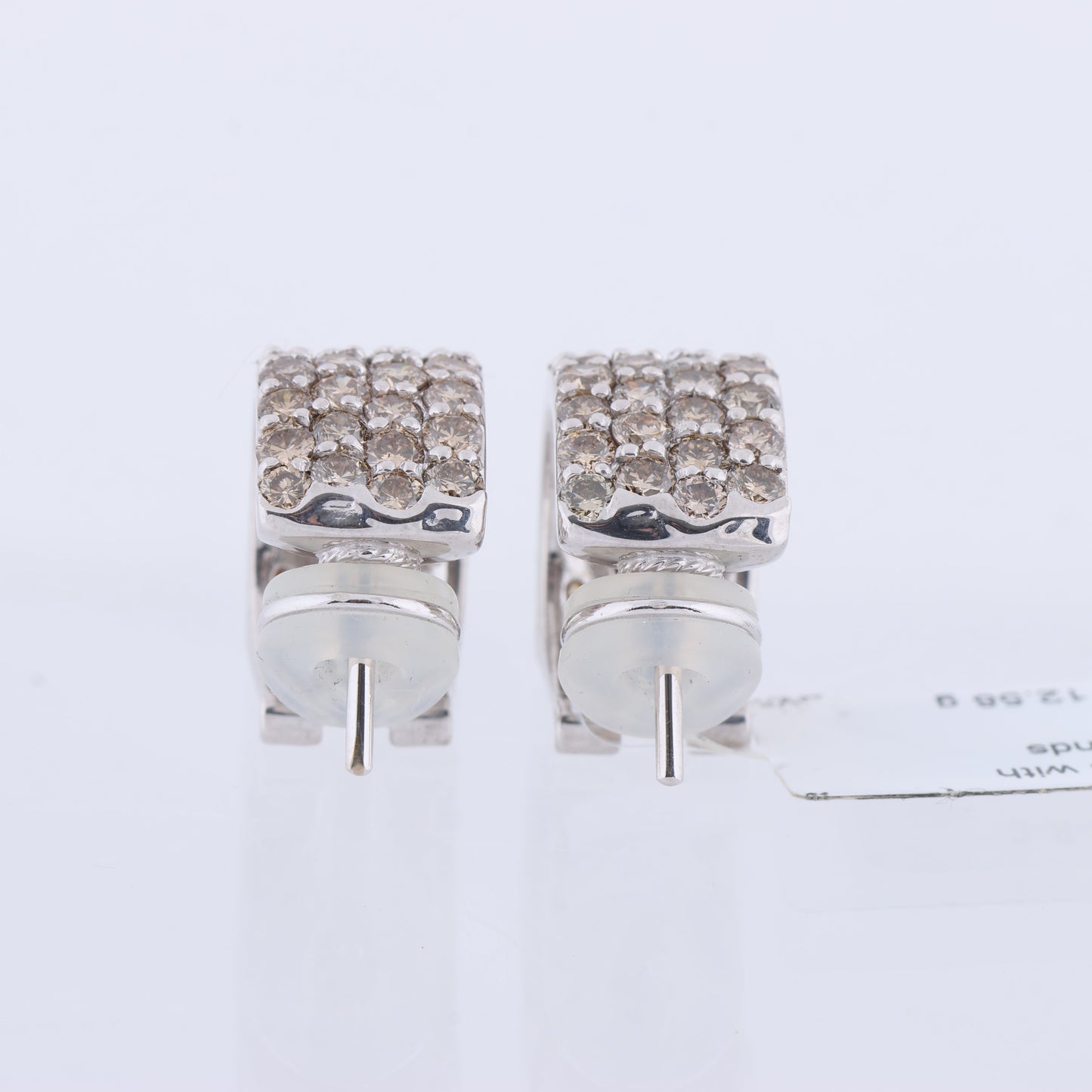 Non Signe / Unsigned Diamond Earrings K18WG 12.5g 2.00/2.00 ct