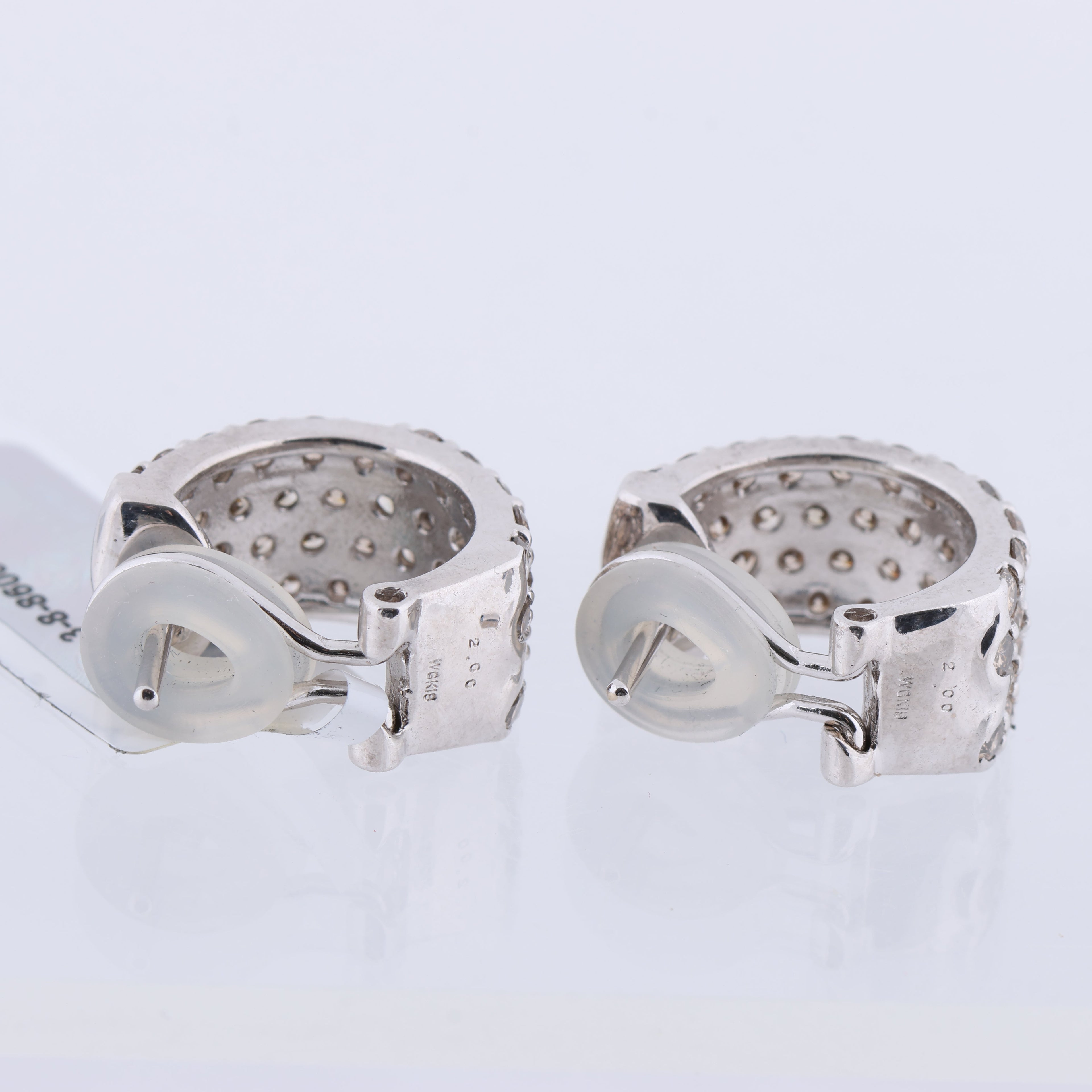 Non Signe / Unsigned Diamond Earrings K18WG 12.5g 2.00/2.00 ct