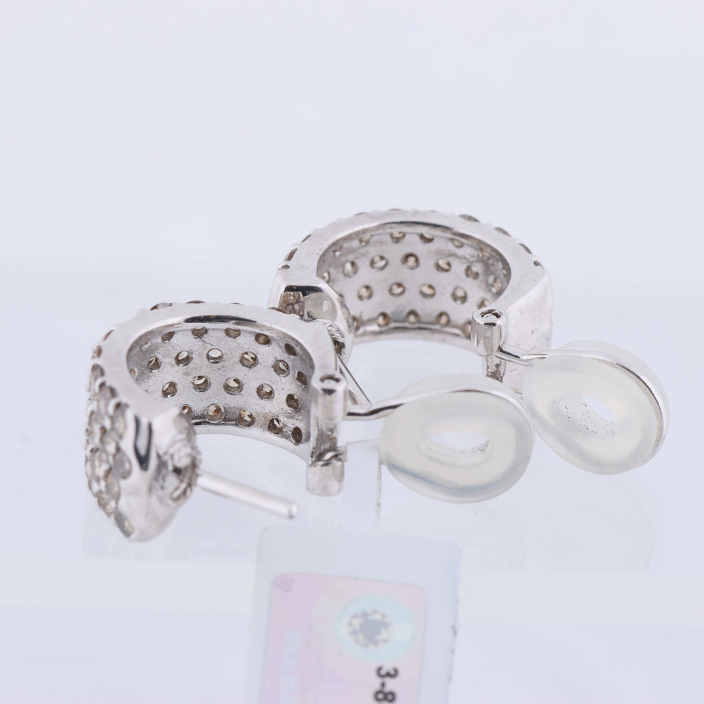 Non Signe / Unsigned Diamond Earrings K18WG 12.5g 2.00/2.00 ct
