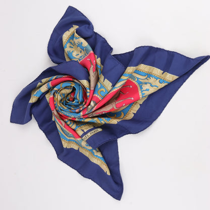 Hermès Carré 90 "LA PRESENTATION" Silk handkerchief in Navy Blue