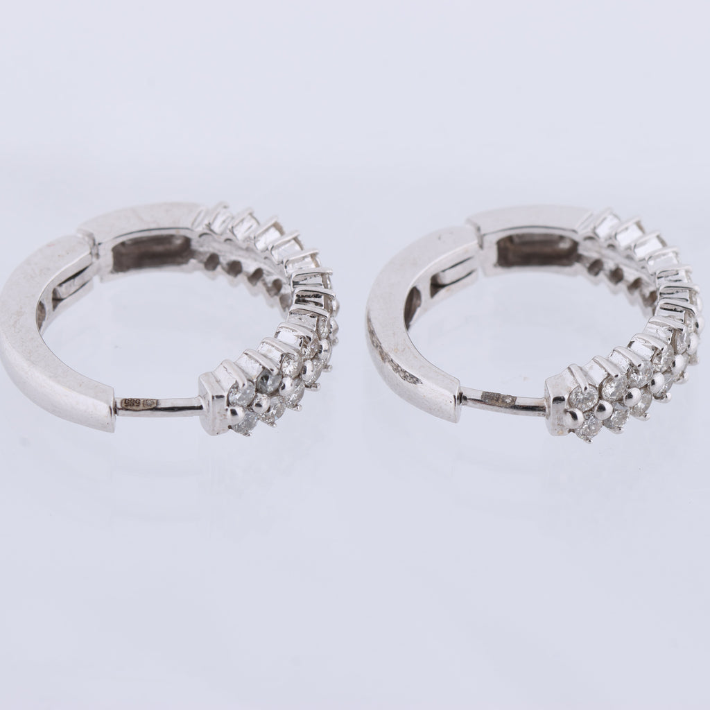 Non Signe / Unsigned Diamond Earrings K18WG 6.5g 0.50/0.50 ct